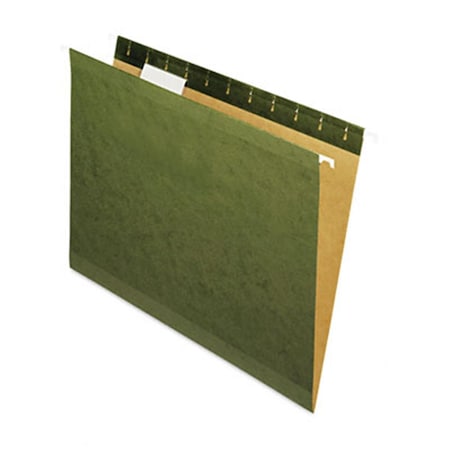 Officespace Reinforced Hanging File Folders- 1/5 Tab- Kraft- Letter- Standard Green- 25/Box, 25PK OF40240